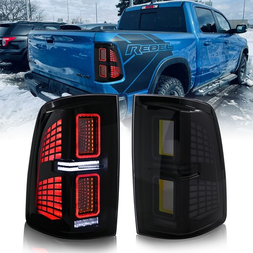 Pair Smoked LED Tail Lights For Dodge Ram 1500 2500 2009-2018 Rear Lamp Assembly - Picture 3 of 18