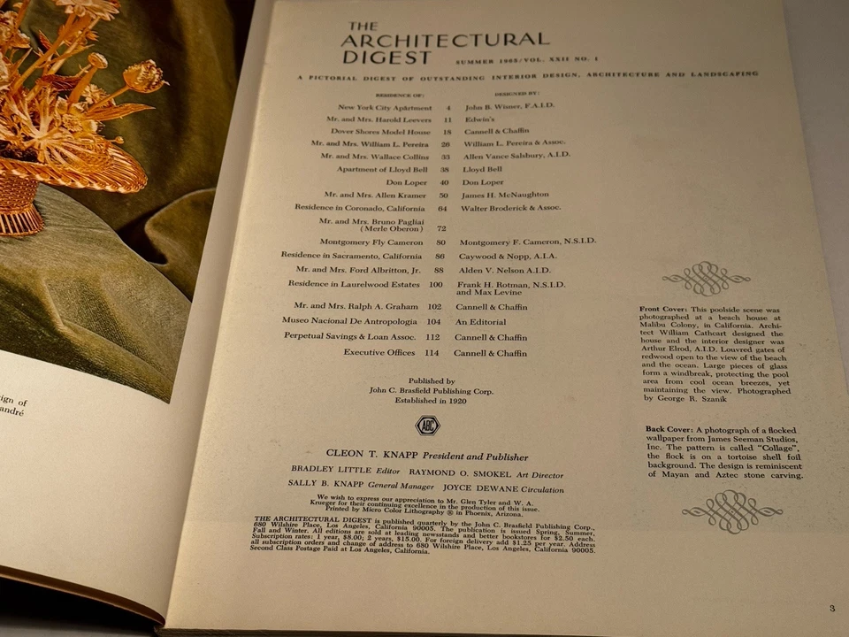 THE ARCHITECTURAL DIGEST Magazine Summer 1965 XXII vintage MCM house Design - Image 4 of 4