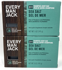Lot Of 2 Every Man Jack Body Sea Salt Scent Body Bar Soap  Shampoo 2 In 1 5 Oz