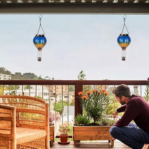 2X(Hot Air Balloon Solar with Flickering Flame Light Outdoor Solar Hanging6025 - Picture 3 of 10