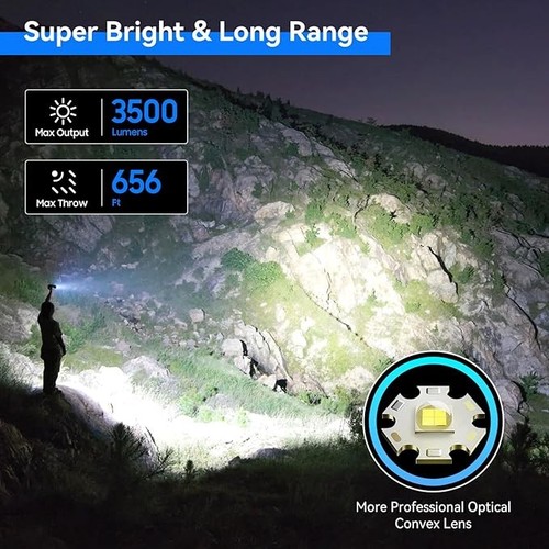 GEARLITE LED Torch Rechargeable 3500LM Super Bright USB Zoom Waterproof - Picture 2 of 7