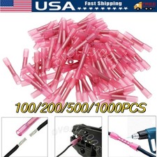 1000Pcs Heat Shrink Waterproof Wire Connectors Red 22-16 AWG Butt Seal Terminals