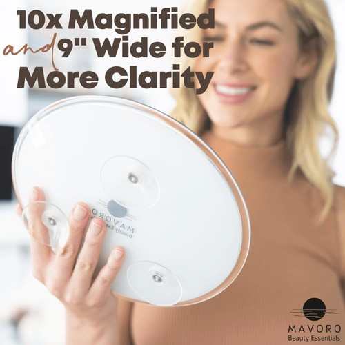 Magnifying Mirror with 3 Suction Cups 9 Inch (10X Magnification) - Picture 2 of 8