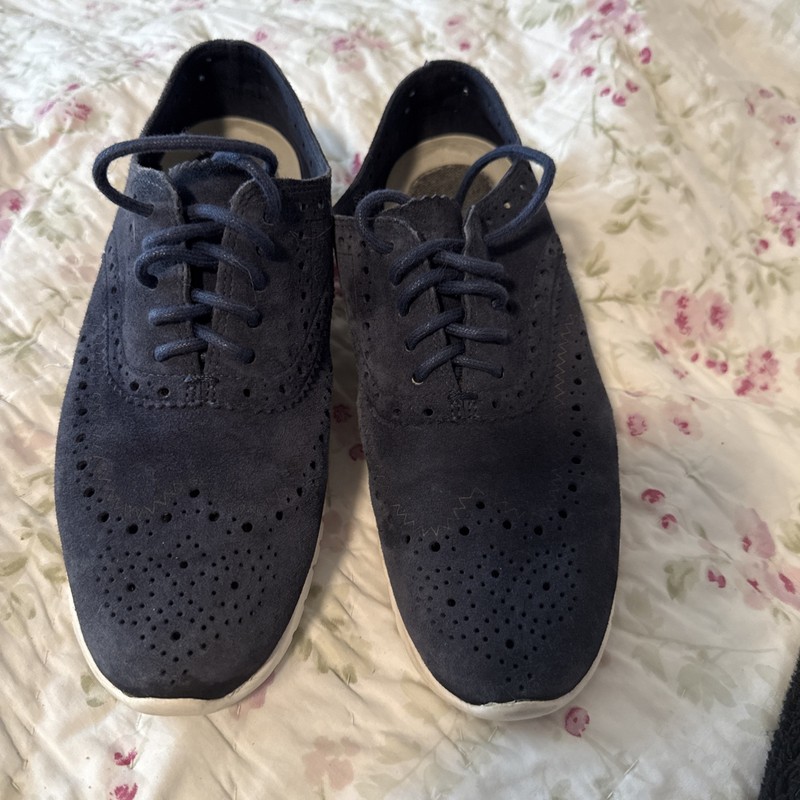 Cole Haan ZeroGrand Wingtip Oxford II Womens Size 6 Shoes Blue Suede Casual