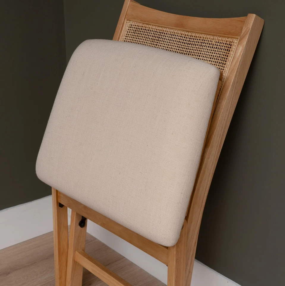 Silla auxiliar de comedor plegable de caña de ratán beige Kasi, natural Foto 2 de 4