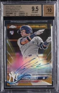 2018 TOPPS CHROME RC AUTO GOLD REFRACTOR #RA-GT GLEYBER TORRES #/50 BGS 9.5