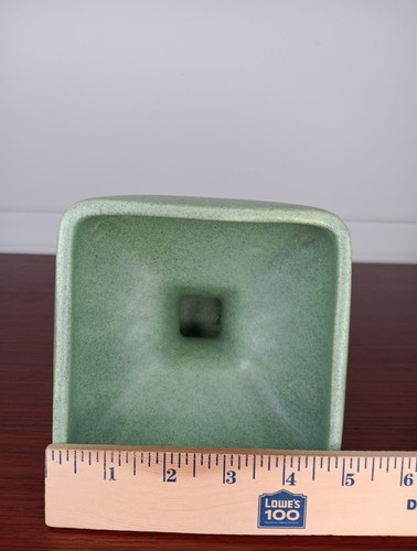 Maceta vintage McCoy cerámica floralina verde mate moteado pedestal astilla pequeña - Imagen 9 de 9