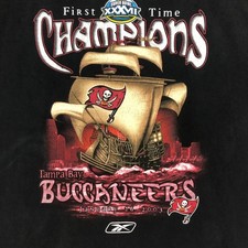 Tampa Bay Buccaneers Super Bowl XXXVII Champions T Shirt Reebok Black M L