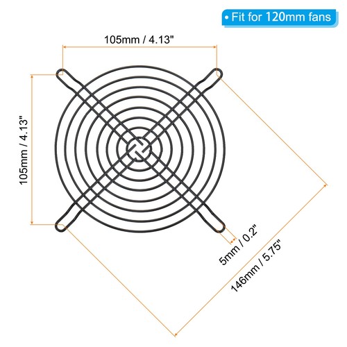 8pcs 120mm Fan Finger Grill Metal Grill Protector Guard Fan Protective Cover - Afbeelding 2 van 6