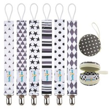 Babygoal Pacifier Clips for Boys, 6 Pack Holder 01 geometric world
