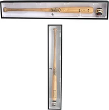 DisplayGifts Baseball Bat Display Case Wall Mount Black Frame, White Interior 