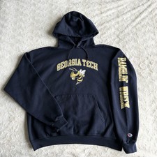 Vintage Georgia Tech Hoodie Sweatshirt Mens XL Navy Yellow Jackets Champion Y2K