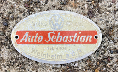 Vintage Aluminum Volkswagen Emblem Auto Sebastian Weinheim VW Bug Badge