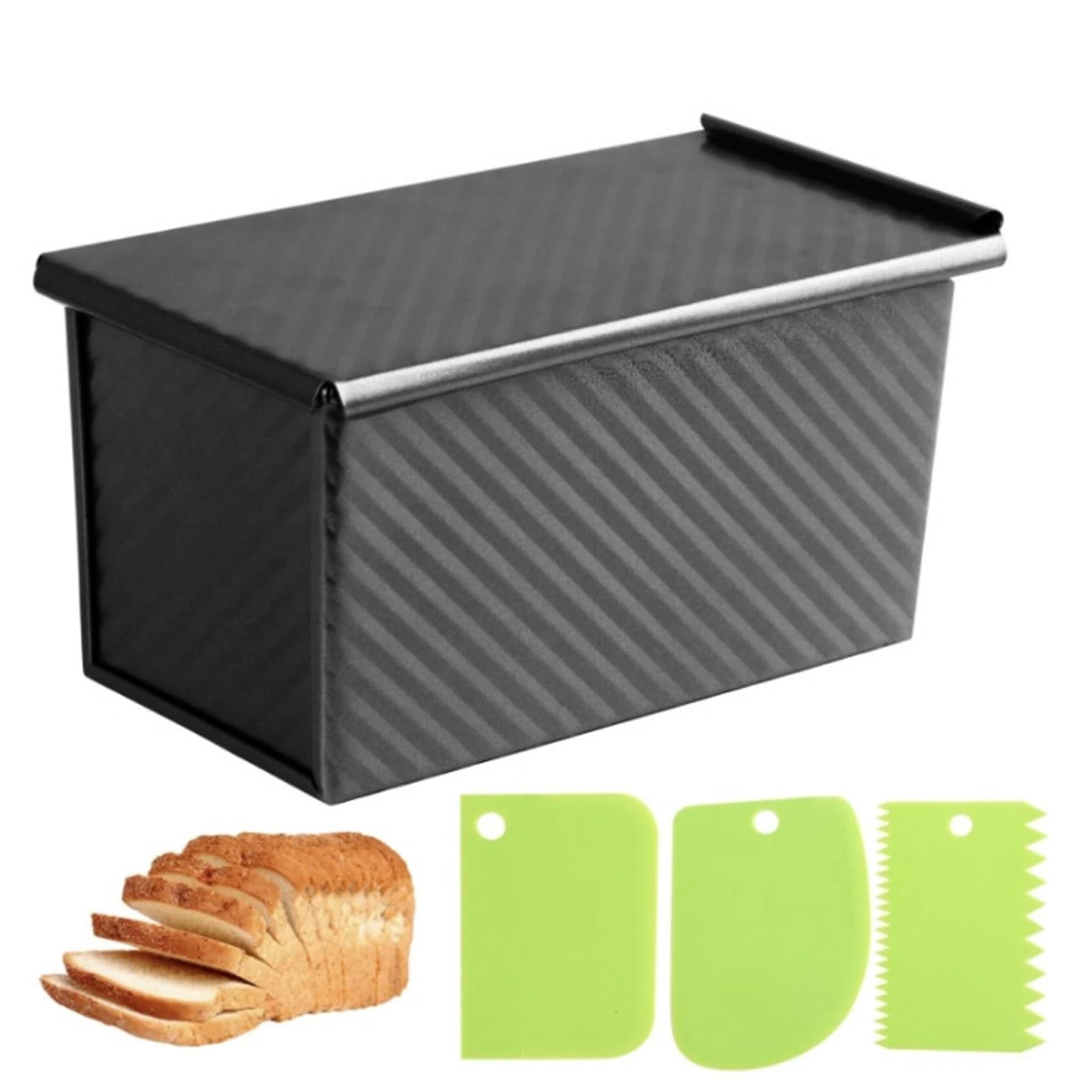 1lb Bread Pan with Dough Scraper Cutter, 8.4 X4.8inch Black Bread Loaf Pan, R...
Opens in a new wind