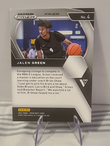 🔥 Jalen Green 2021-22 Panini Prizm Draft Picks #4 GREEN HOLO PRIZM (RC) 🔥 - Picture 2 of 2