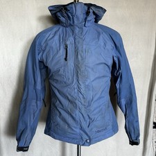 Marmot Waterproof Blue Rain Jacket With Detachable Hoodie Women  s Size Small