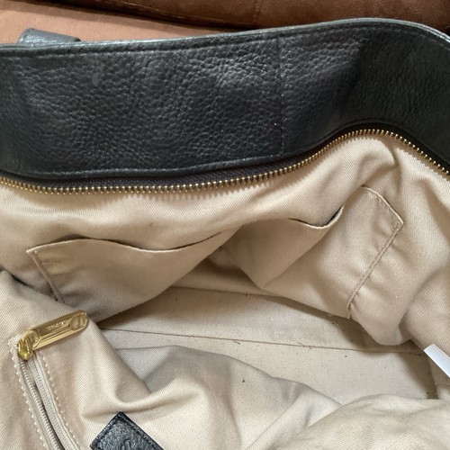 Bolso de Mano Talbots Cuero Guijarro Negro 2 Asas Bolsillos Dije 16x10x5.5 - Imagen 8 de 13