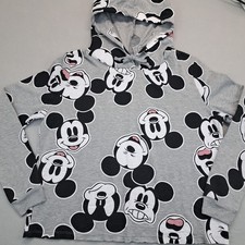 Disney Mickie Mouse Junior's XL Pullover Hoodie Faces Emotions Cartoon Cropped