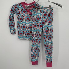 Hanna Andersson Girl's Blue Candy Cane Long Johns Pajama Set with Pants size