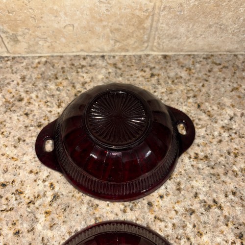 VTG Set of 2 Anchor Hocking Royal Ruby Red Glass Dessert Nappy Berry Bowls #152 - Picture 7 of 8