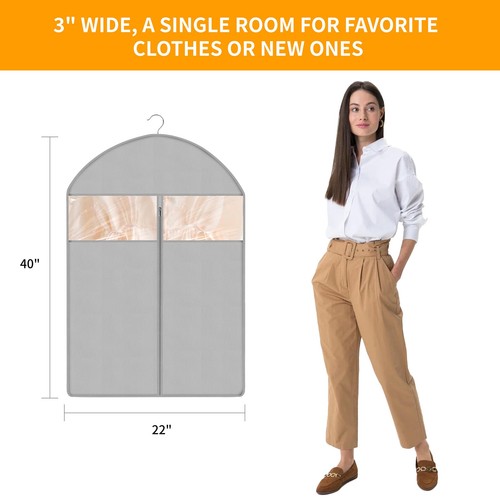 3” Gusseted Garment Bags for Hanging Clothes, Breathable Closet Storage for S... - Bild 4 von 7