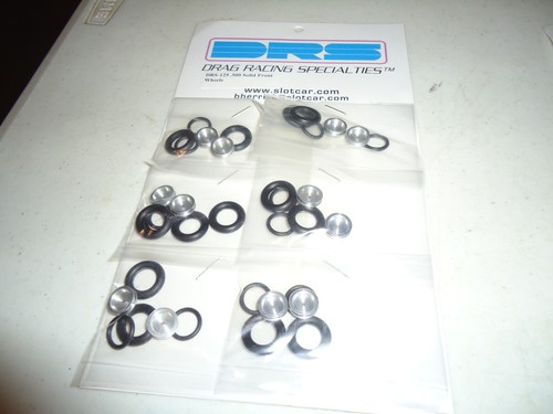 DRS CARD OF 6 .500 SOLID FRONT DRAG TIRES AND WHEELS SLOT CAR NOS