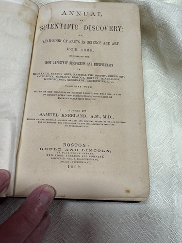 Antique Annual Of Scientific Discovery For 1869 Ed Kneeland Pub Gould & Lincoln - Picture 7 of 24