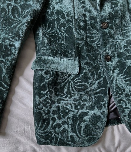 Burberry Prorsum Mens Baroque Velvet Blazer Jacket XS 44 Green Brit Vintage - Picture 5 of 12