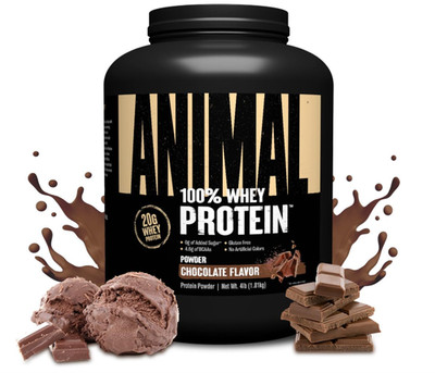 Animal 100% Whey Protein Powder, Chocolate, 4 lb, Low Sugar Formula