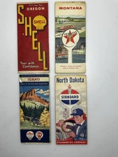 Vtg Gas Station Road Maps Lot Of 4 Shell Chevron Standard Texaco