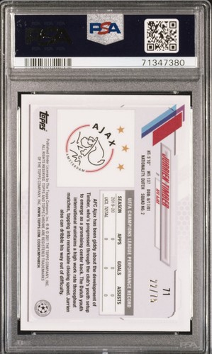 2020-21 Topps Chrome Aoki Neon Future III UCL #71 Jurrien Timber RC /75 PSA 10 - Picture 2 of 2