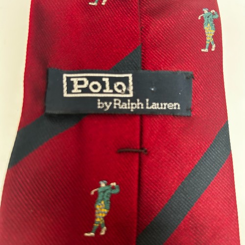 Vintage Polo Ralph Lauren Herren Krawatte Golf Handarbeit 100 % Seide USA 57"x3,75" rot - Bild 7 von 8
