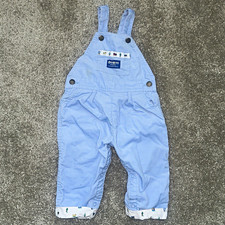 Vintage OshKosh B'gosh Baby 24M Blue Corduroy Overall Train Trim