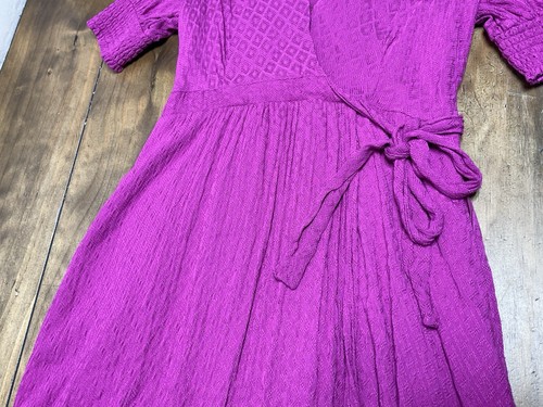 Maeve Anthropologie | Breanna Wrap Dress Maxi Midi Puff Sleeve Pink Modest Sz 4 - Picture 3 of 17