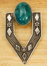Vintage Sterling Silver 925 Jewelry Israeli Filigree Eilat Stone Brooch Pendant