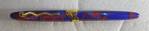 Jean Pierre Lepine Blue Metallic Red Filet Trim,  Ball Point Pen w Blue ink - Picture 1 of 5