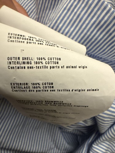 Prada Shirt Men 38 / 15 Blue Striped Button Up Dress Long Sleeve Collared Cotton - Picture 19 of 19