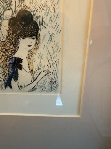 Marie Laurencin Hand Colored Etching Le Chapeau Sur Les Yeux 1923 Art Deco - Imagen 4 de 4