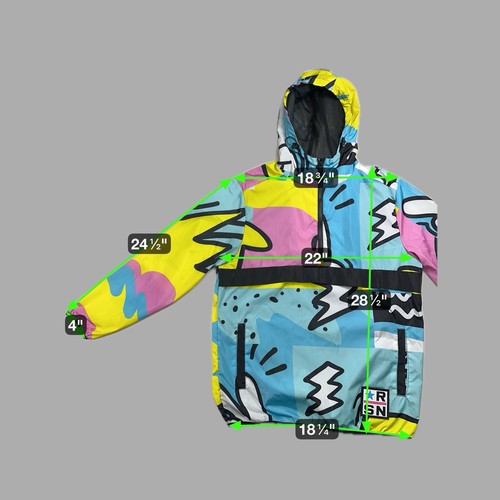 Reason Clothing Memphis-Style Anorak Windbreaker Jacket Hoodie Multicolor M - Picture 4 of 10