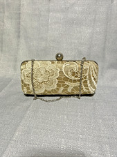 Vintage Vibes Lace Bride Handbag Beige Cream Evening Clutch Floral