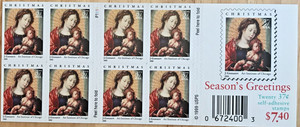 SCOTT #3675a MADONNA AND CHILD UNFOLDED CONVERTIBLE BOOKLET OF 20 STAMPS MNH