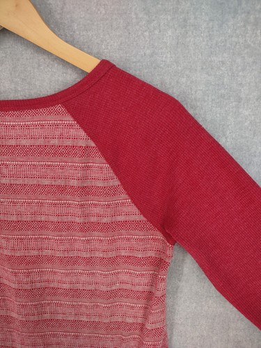 Lucky Brand Pullover klein rot Thermo Strick Henley Raglanärmel Western Boho - Bild 12 von 20