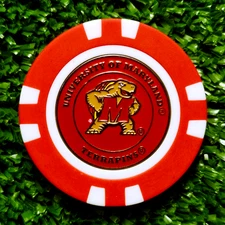 NCAA Maryland Terrapins Magnetic Poker Chip w/ Removable Golf Ball Marker New
