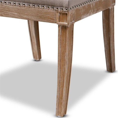 Baxton Studio Charmant Tufted Dining Side Chair in Beige and Oak - Picture 8 of 9