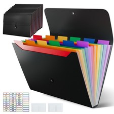 10 Pack Accordion File Organizer with Labels, 13 Pockets Expending File Folde...