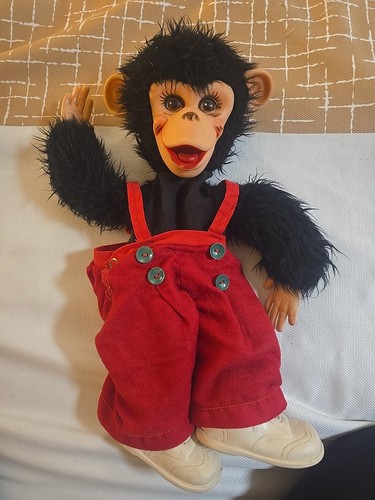Vintage Zip Zippy The Monkey Rubber Face 15" Plush Doll Rushton Co Howdy Doody - Picture 1 of 20