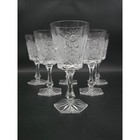 Set of 6 Bohemian vintage Crystal wine glasses with hexagonal base. 175ml