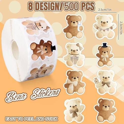 500PCS DIY Accessories Cartoon Bear Sticker Ornament Scrapbook Sticker - Picture 4 of 10