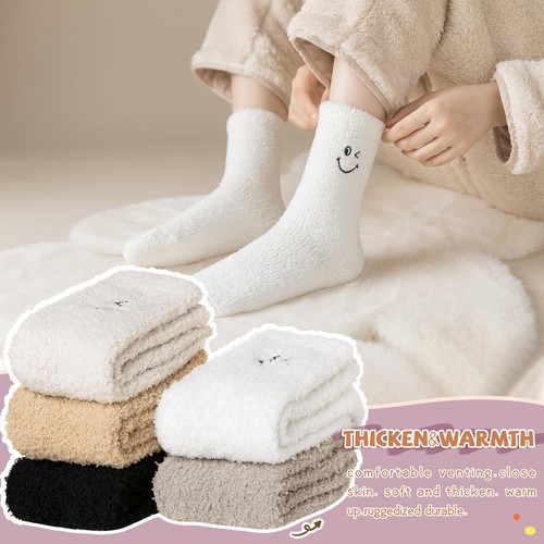 Womens Fuzzy Socks Slipper Fluffy Comfy Cozy Winter Soft Warm Fleece Valentin... - Picture 2 of 6