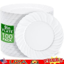 Durable Disposable Plastic Plates Elegant Minimalist Tableware Parties Events US